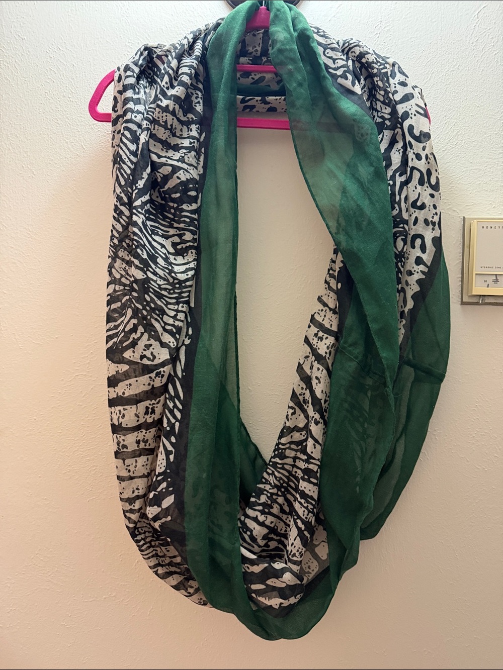 Green and Black Patterned Infinity Scarf - Women Accessories